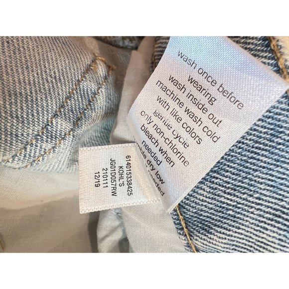 So High Rise Vintage Stretch Mom Short Roll Cuff Jean Blue Distressed Kohl's 13 - Picture 11 of 12